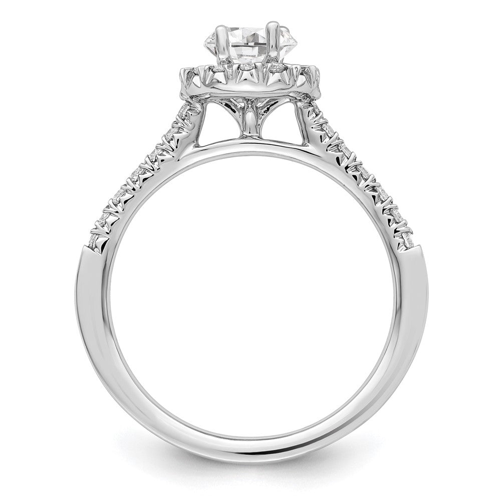 14K Weißgold Verlobungsring mit ovalem Halo aus simuliertem Diamant
