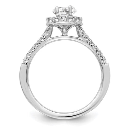 14K Weißgold Verlobungsring mit ovalem Halo aus simuliertem Diamant
