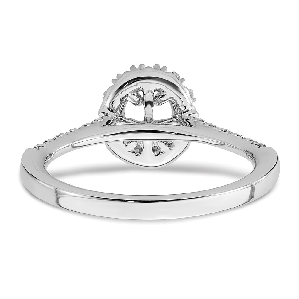 14K Weißgold Verlobungsring mit ovalem Halo aus simuliertem Diamant