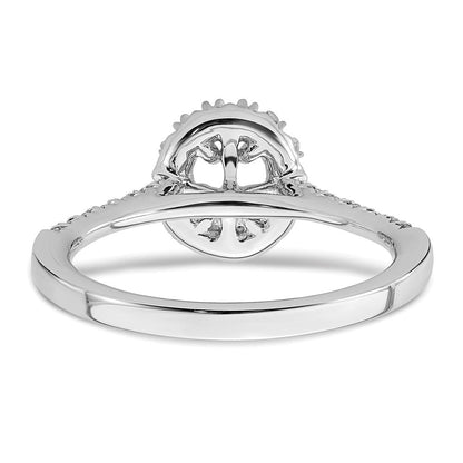 14K Weißgold Verlobungsring mit ovalem Halo aus simuliertem Diamant