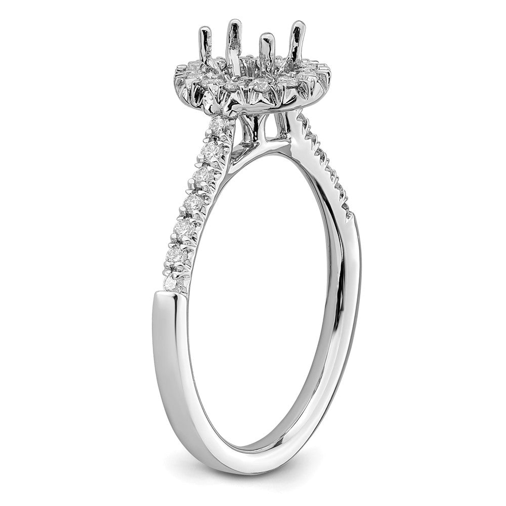 14K Weißgold Verlobungsring mit 0,875 ct. Labor-Diamant im Ovalschliff, VS/SI+ G+, mit Halo-Fassung