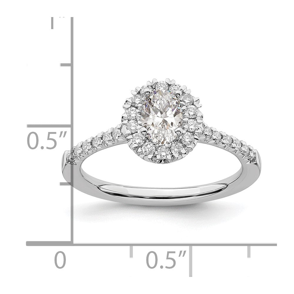 14K Weißgold Verlobungsring mit 0,5 ct. Oval-Mittelstein und Halo, 0,33 ct. Laborgezüchtete Diamanten, VS/SI+ G+
