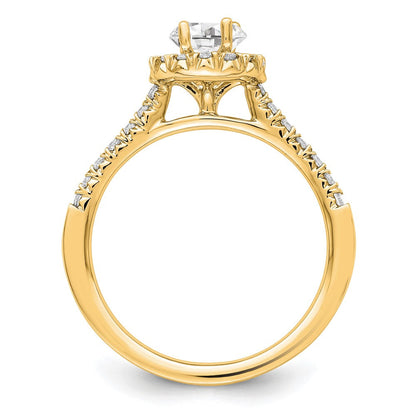 14K Gelbgold Verlobungsring mit ovalem Halo, 0,33 ct. laborgezüchtetem Diamant VS/SI+ G+, 0,5 ct. Mittelstein