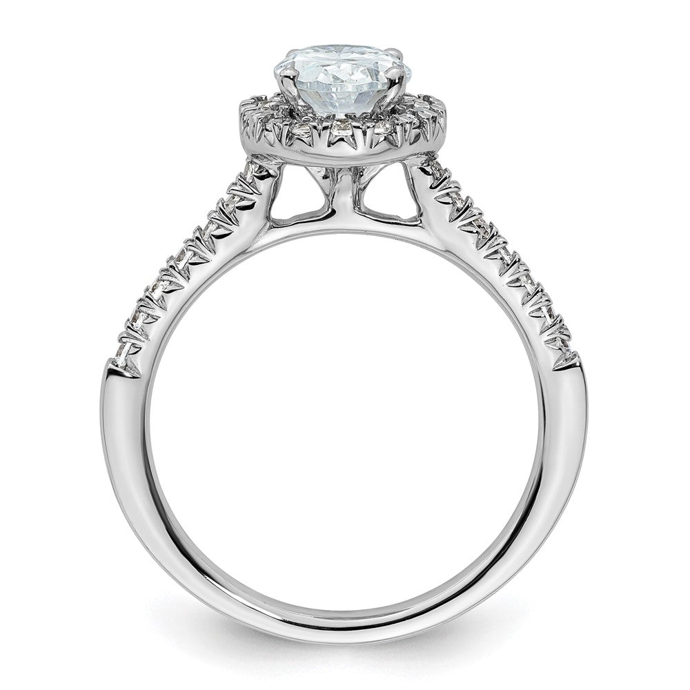 Verlobungsring mit ovalem Halo und simulierten Diamanten, 14K Weißgold
