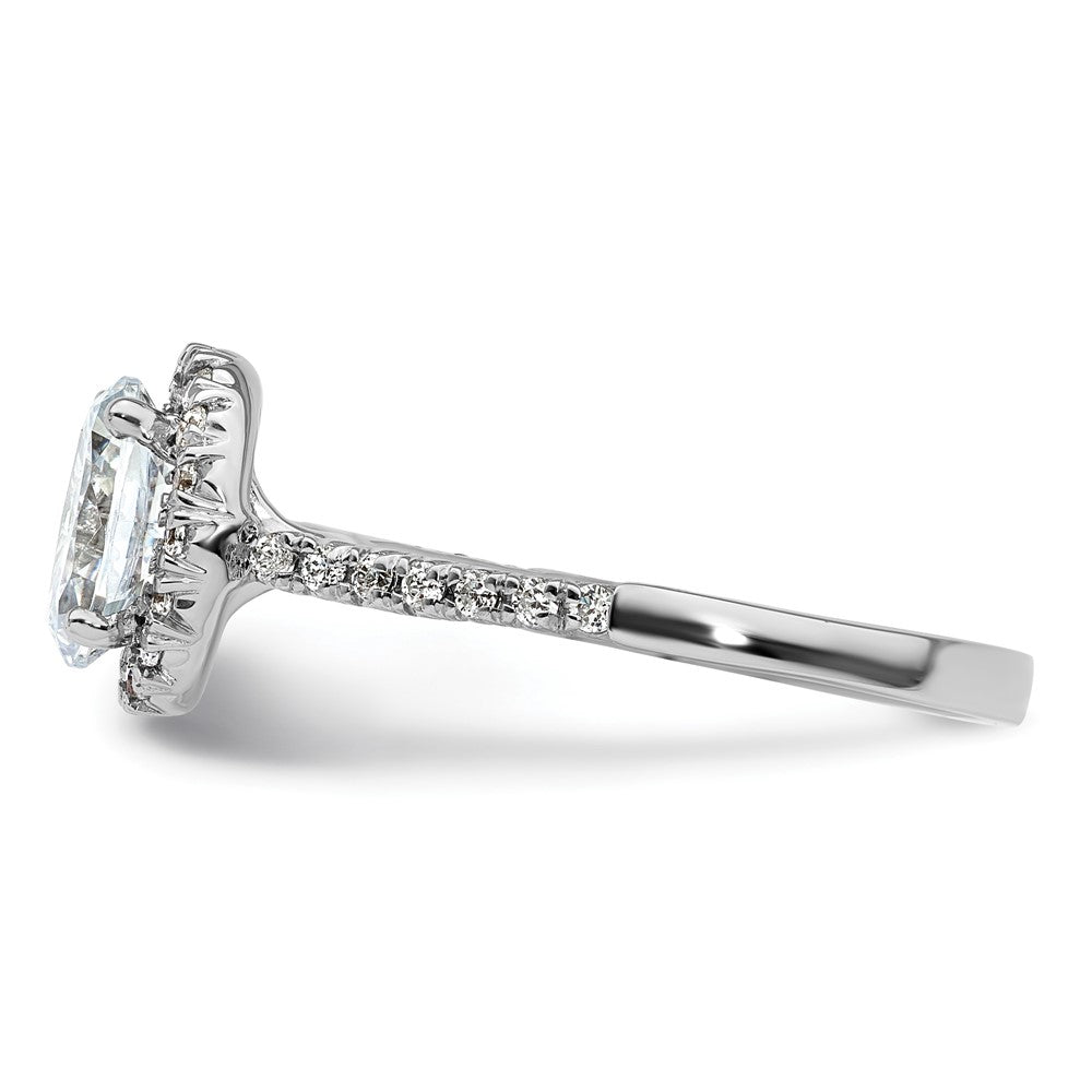 Verlobungsring mit ovalem Halo und simulierten Diamanten, 14K Weißgold