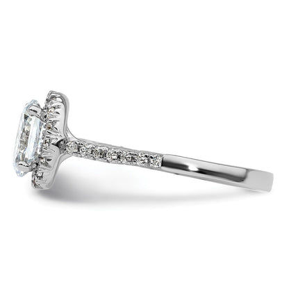 Verlobungsring mit ovalem Halo und simulierten Diamanten, 14K Weißgold