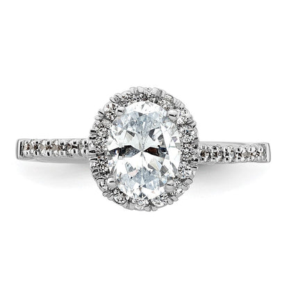Verlobungsring mit ovalem Halo und simulierten Diamanten, 14K Weißgold