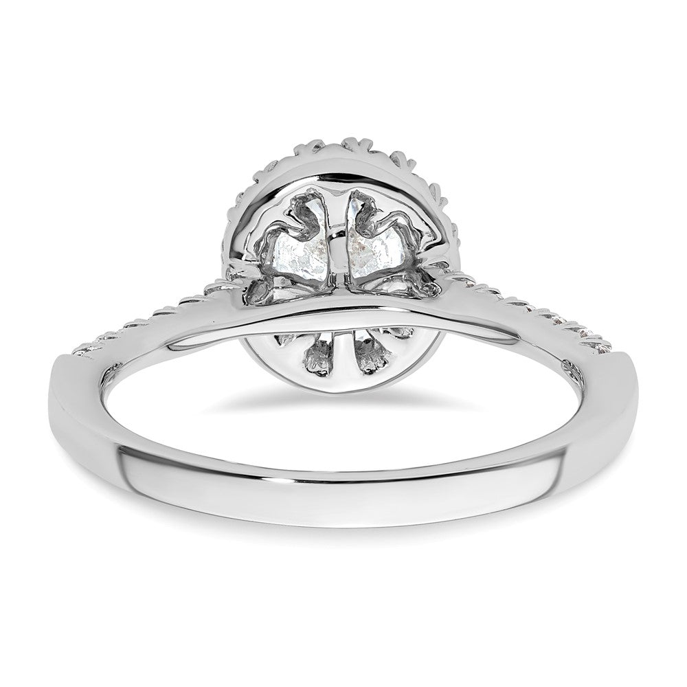 Verlobungsring mit ovalem Halo und simulierten Diamanten, 14K Weißgold