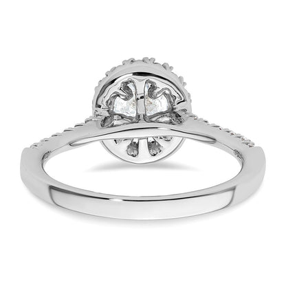 Verlobungsring mit ovalem Halo und simulierten Diamanten, 14K Weißgold