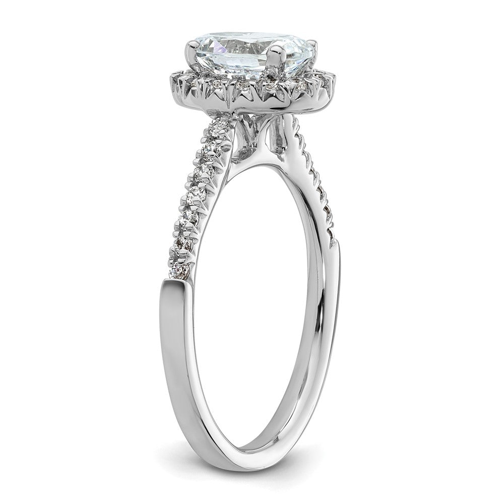 Verlobungsring mit ovalem Halo und simulierten Diamanten, 14K Weißgold