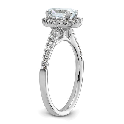 Verlobungsring mit ovalem Halo und simulierten Diamanten, 14K Weißgold