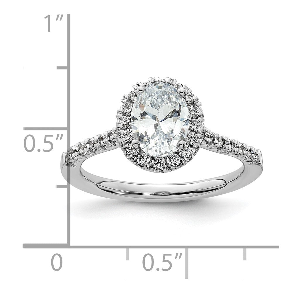 Verlobungsring mit ovalem Halo und simulierten Diamanten, 14K Weißgold