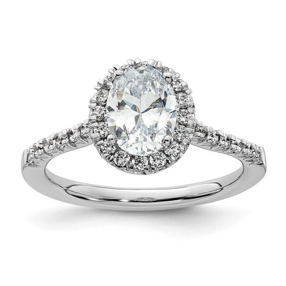 Verlobungsring mit ovalem Halo und simulierten Diamanten, 14K Weißgold