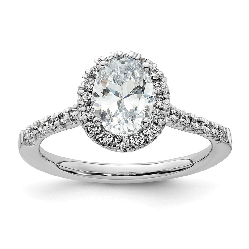 Verlobungsring mit ovalem Halo und simulierten Diamanten, 14K Weißgold