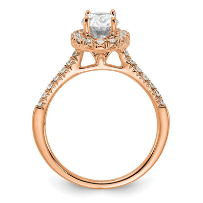 14K Roségold 0,375 ct. Labor-Diamant VS/SI+ G+ 1 ct. Mittelstein Oval Halo Verlobungsring