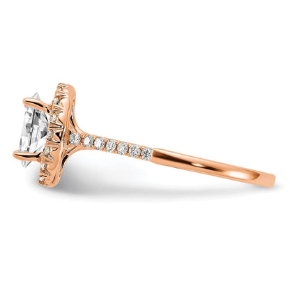 14K Roségold 0,375 ct. Labor-Diamant VS/SI+ G+ 1 ct. Mittelstein Oval Halo Verlobungsring