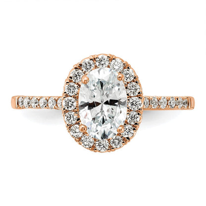 14K Roségold 0,375 ct. Labor-Diamant VS/SI+ G+ 1 ct. Mittelstein Oval Halo Verlobungsring