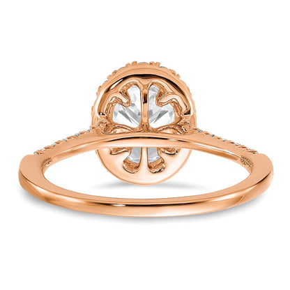 14K Roségold 0,375 ct. Labor-Diamant VS/SI+ G+ 1 ct. Mittelstein Oval Halo Verlobungsring