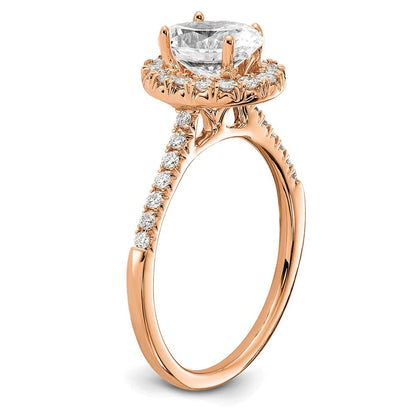 14K Roségold 0,375 ct. Labor-Diamant VS/SI+ G+ 1 ct. Mittelstein Oval Halo Verlobungsring