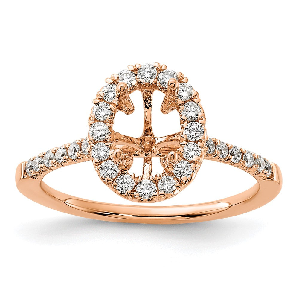 14K Roségold 0,375 ct. Labor-Diamant VS/SI+ G+ 1 ct. Mittelstein Oval Halo Verlobungsring