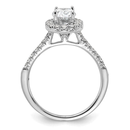 14K Weißgold Verlobungsring mit ovalem Halo, Labordiamanten VS/SI+ G+ 0,375 ct., Mittelstein 1 ct