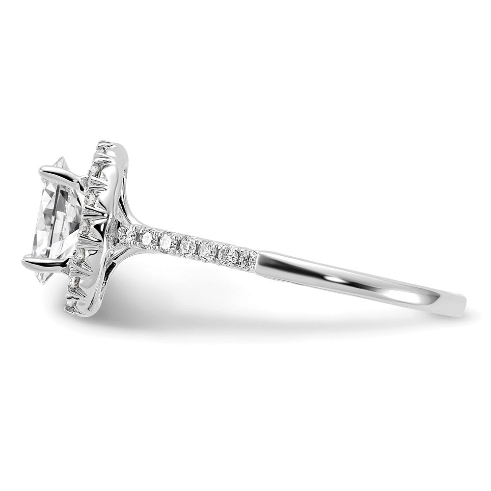 14K Weißgold Verlobungsring mit ovalem Halo, Labordiamanten VS/SI+ G+ 0,375 ct., Mittelstein 1 ct