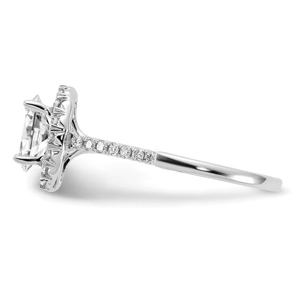 14K Weißgold Verlobungsring mit ovalem Halo, Labordiamanten VS/SI+ G+ 0,375 ct., Mittelstein 1 ct