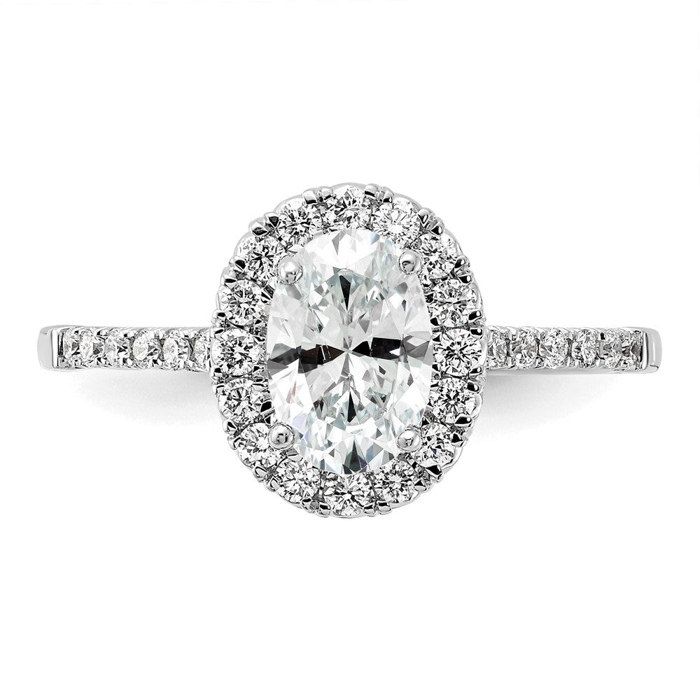 14K Weißgold Verlobungsring mit ovalem Halo, Labordiamanten VS/SI+ G+ 0,375 ct., Mittelstein 1 ct