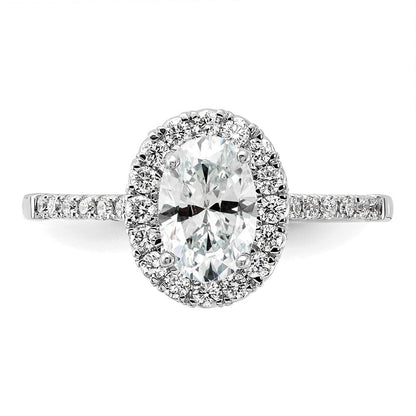 14K Weißgold Verlobungsring mit ovalem Halo, Labordiamanten VS/SI+ G+ 0,375 ct., Mittelstein 1 ct