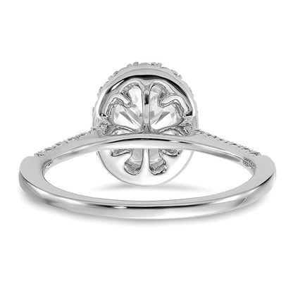 14K Weißgold Verlobungsring mit ovalem Halo, Labordiamanten VS/SI+ G+ 0,375 ct., Mittelstein 1 ct