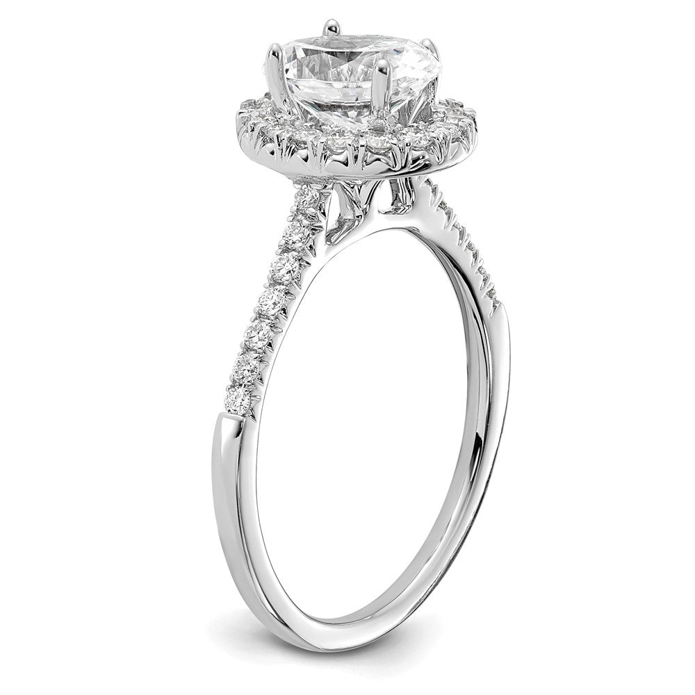 14K Weißgold Verlobungsring mit ovalem Halo, Labordiamanten VS/SI+ G+ 0,375 ct., Mittelstein 1 ct