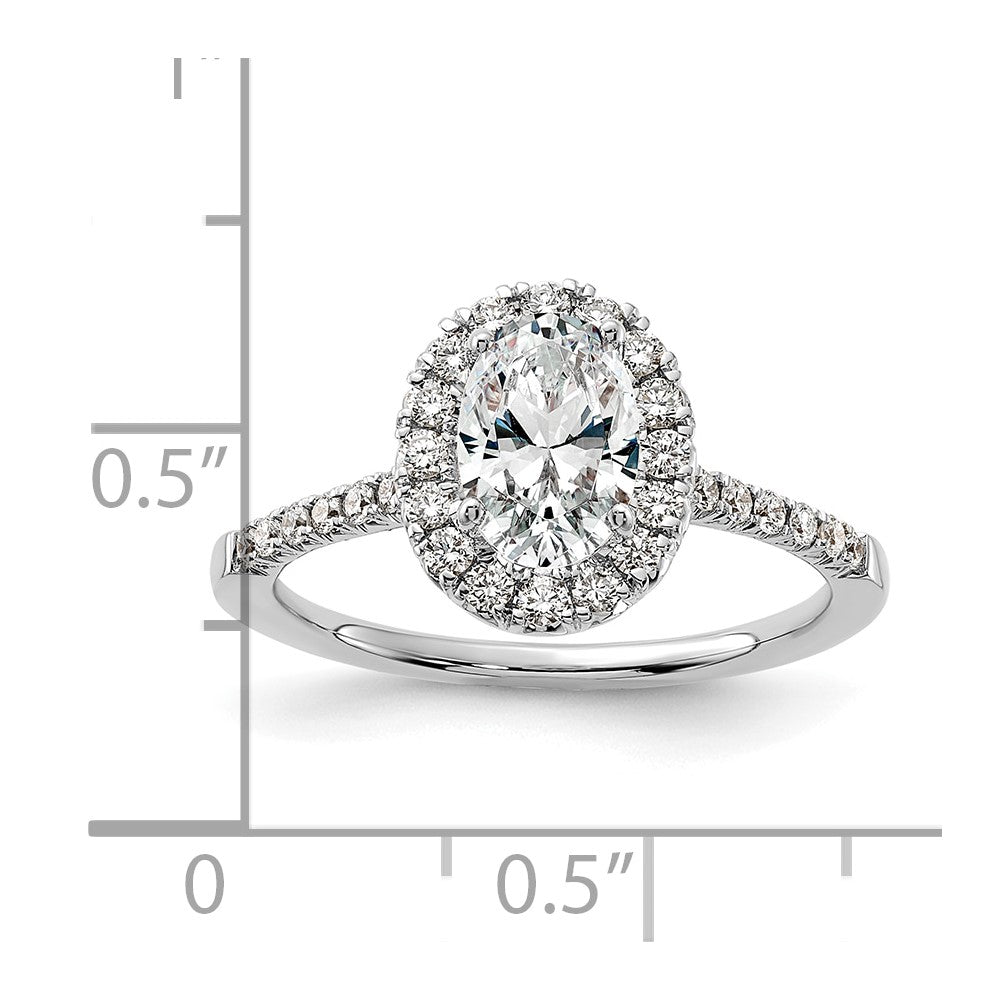 14K Weißgold Verlobungsring mit ovalem Halo, Labordiamanten VS/SI+ G+ 0,375 ct., Mittelstein 1 ct