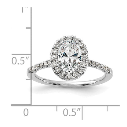 14K Weißgold Verlobungsring mit ovalem Halo, Labordiamanten VS/SI+ G+ 0,375 ct., Mittelstein 1 ct
