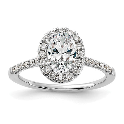 14K Weißgold Verlobungsring mit ovalem Halo, Labordiamanten VS/SI+ G+ 0,375 ct., Mittelstein 1 ct
