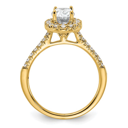 14K Gelbgold 0,375 ct. Labor gezüchteter Diamant VS/SI+ G+ 1 ct. Mittelstein Oval-Halo-Verlobungsring