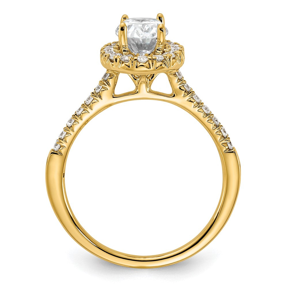 14K Gelbgold 0,375 ct. Labor gezüchteter Diamant VS/SI+ G+ 1 ct. Mittelstein Oval-Halo-Verlobungsring