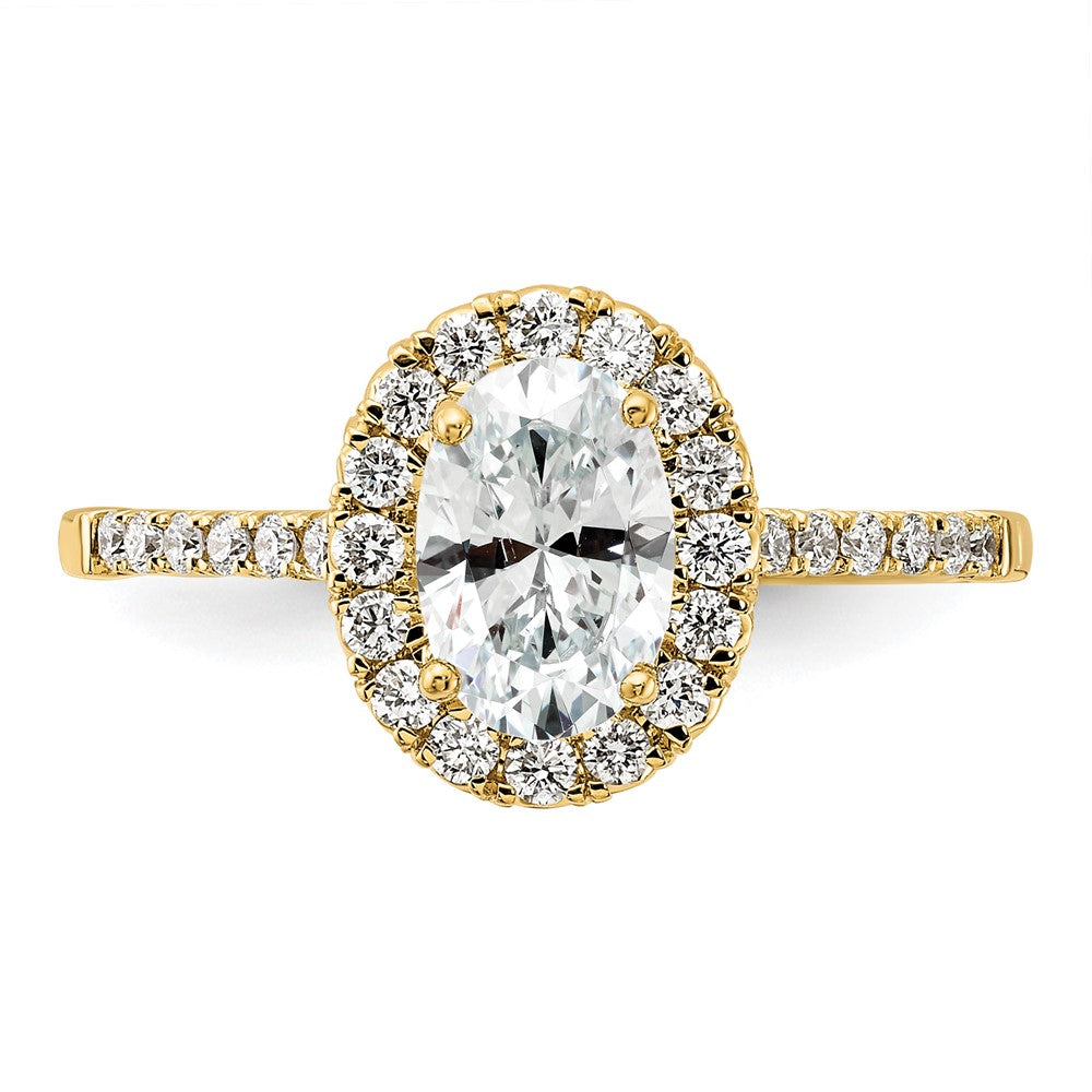 14K Gelbgold Verlobungsring mit 0,875 ct. Laborgezüchteten Diamanten VS/SI+ G+ im Ovalschliff mit Halo-Fassung