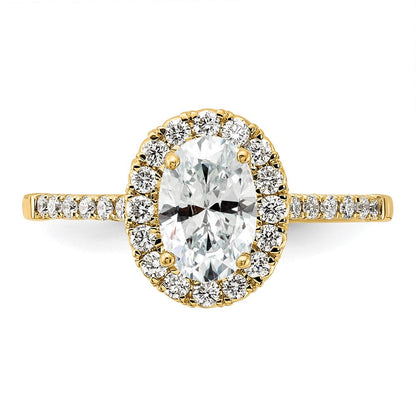 14K Gelbgold Verlobungsring mit 0,375 ct. Laborgezüchteten Diamanten VS/SI+ G+ und 1 ct. Oval-Halo-Diamant als Mittelstein