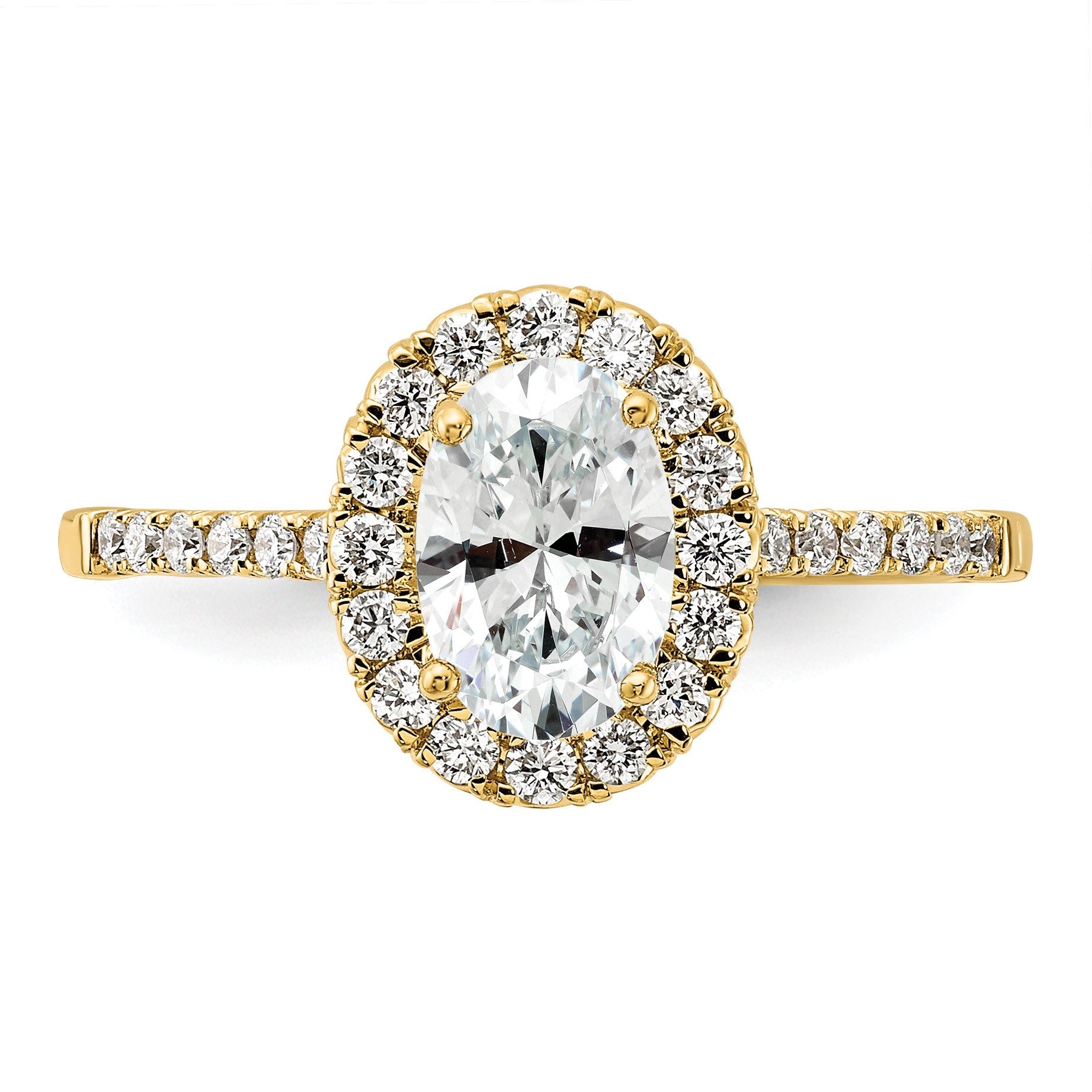 14K Gelbgold 0,375 ct. Labor gezüchteter Diamant VS/SI+ G+ 1 ct. Mittelstein Oval-Halo-Verlobungsring