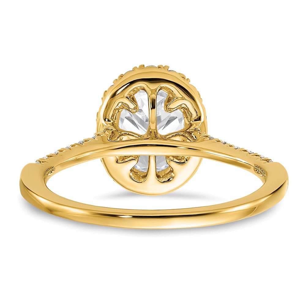 14K Gelbgold 0,375 ct. Labor gezüchteter Diamant VS/SI+ G+ 1 ct. Mittelstein Oval-Halo-Verlobungsring