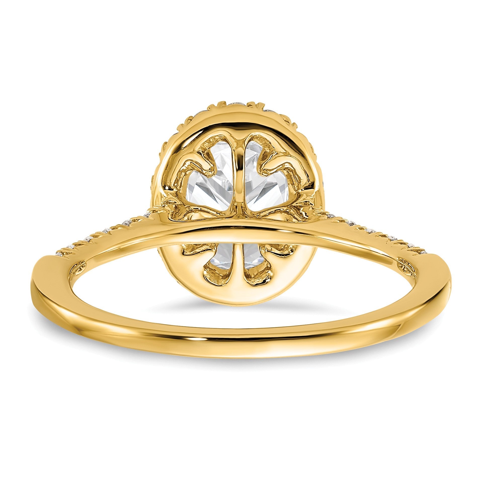 14K Gelbgold 0,375 ct. Labor gezüchteter Diamant VS/SI+ G+ 1 ct. Mittelstein Oval-Halo-Verlobungsring