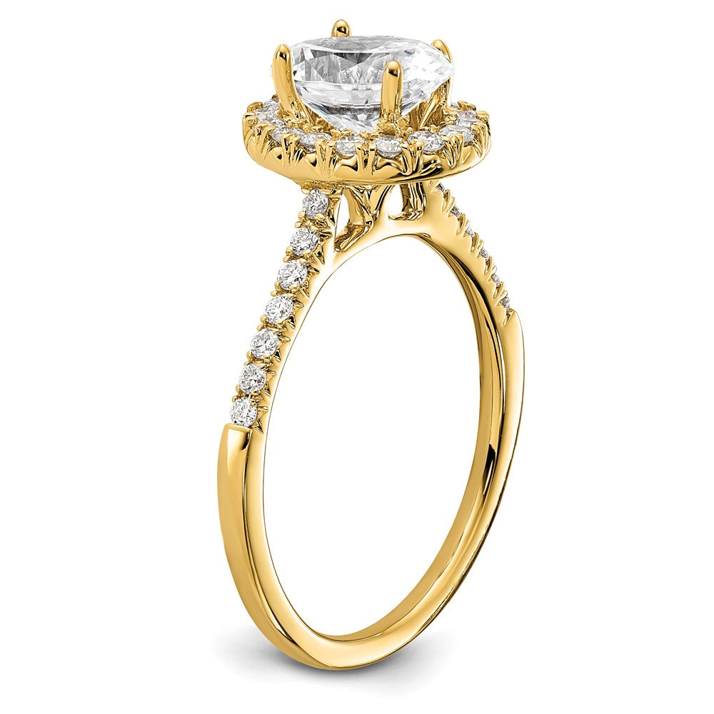 14K Gelbgold Verlobungsring mit 0,375 ct. Laborgezüchteten Diamanten VS/SI+ G+ und 1 ct. Oval-Halo-Diamant als Mittelstein