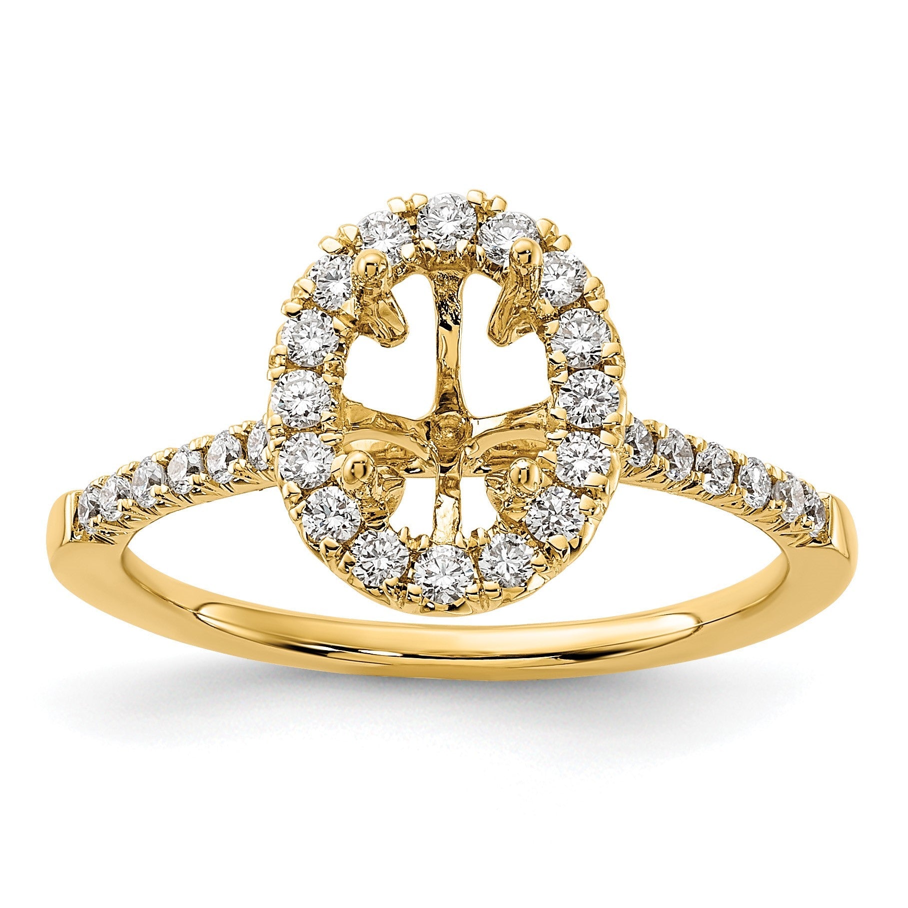 14K Gelbgold 0,375 ct. Labor gezüchteter Diamant VS/SI+ G+ 1 ct. Mittelstein Oval-Halo-Verlobungsring