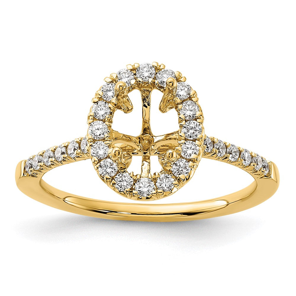 14K Gelbgold 0,375 ct. Labor gezüchteter Diamant VS/SI+ G+ 1 ct. Mittelstein Oval-Halo-Verlobungsring
