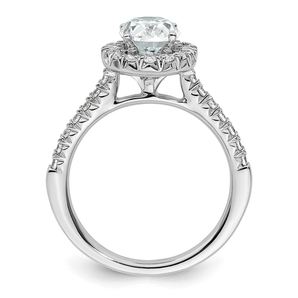 Verlobungsring mit ovalem Halo aus simulierten Diamanten in 14K Weißgold