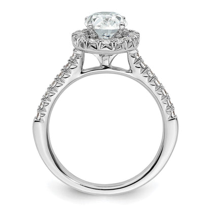 Verlobungsring mit ovalem Halo aus simulierten Diamanten in 14K Weißgold