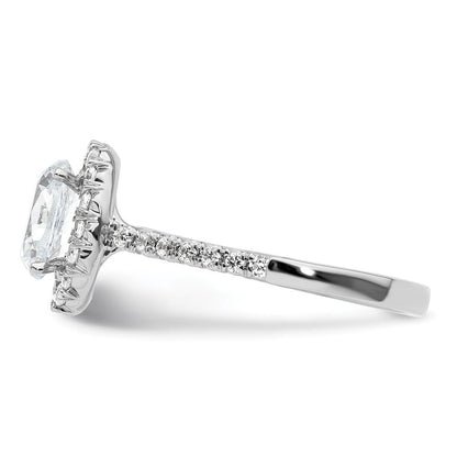 Verlobungsring mit ovalem Halo aus simulierten Diamanten in 14K Weißgold