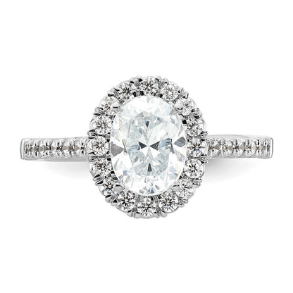 Verlobungsring mit ovalem Halo aus simulierten Diamanten in 14K Weißgold