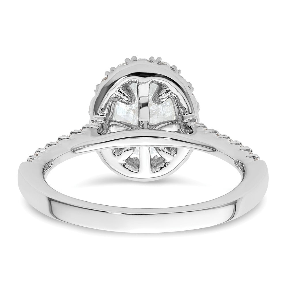 Verlobungsring mit ovalem Halo aus simulierten Diamanten in 14K Weißgold
