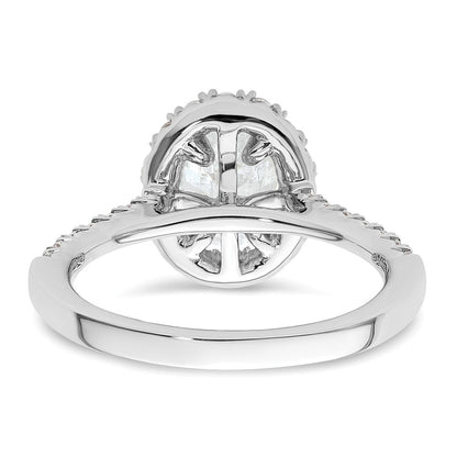 Verlobungsring mit ovalem Halo aus simulierten Diamanten in 14K Weißgold